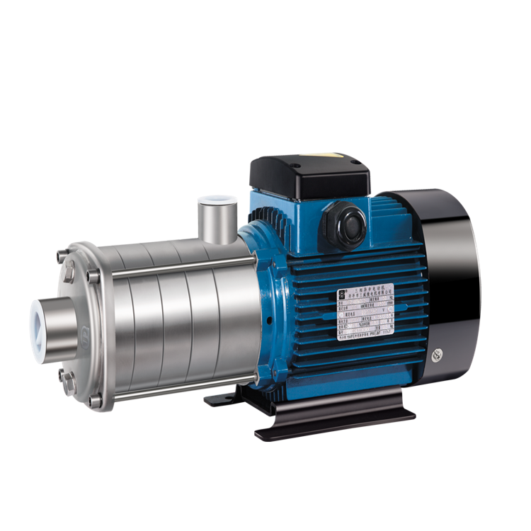 非自吸臥式多級離心泵，葉輪導葉采用不銹鋼板沖壓焊接制成，配加長軸電機，軸向入口和徑向出口。